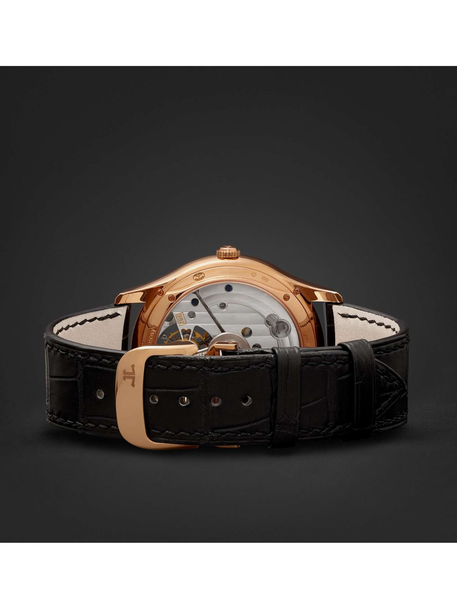 Master Ultra Thin Tourbillon 40mm 18-Karat Rose Gold and Alligator Watch - 3