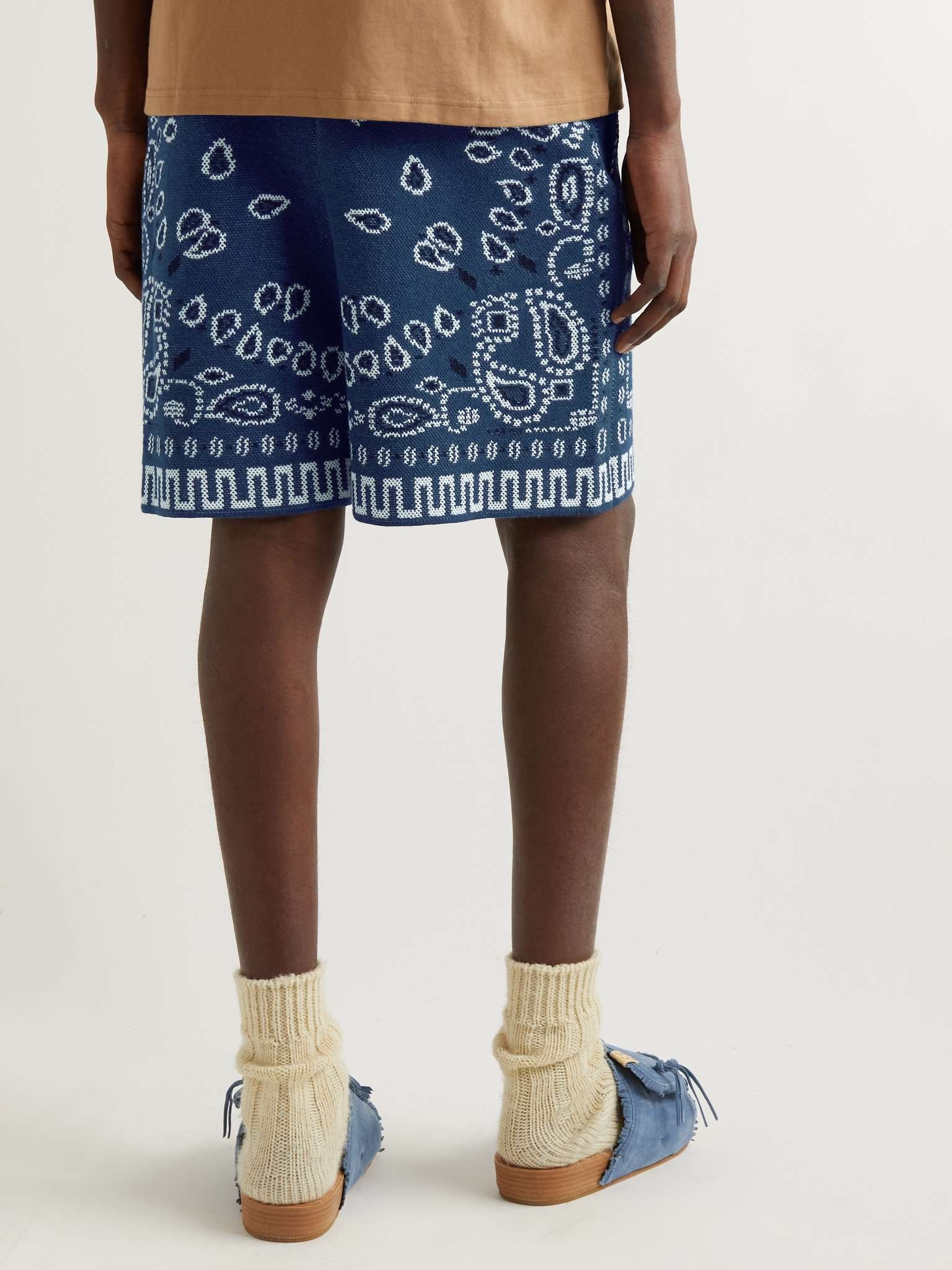 Straight-Leg Bandana-Jacquard Cotton-Blend Drawstring Shorts - 4