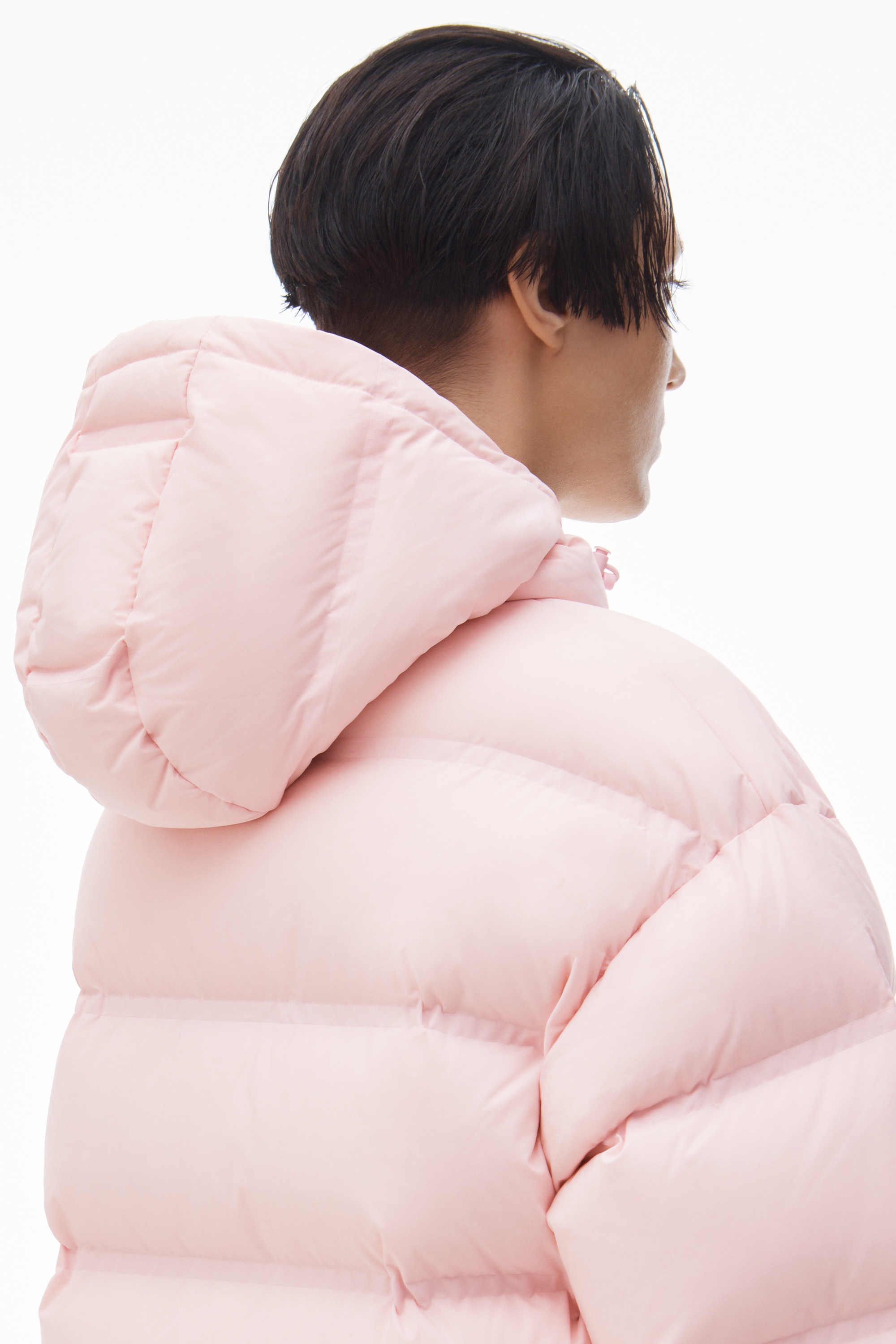 cropped channel hoodie in feather & down - 6