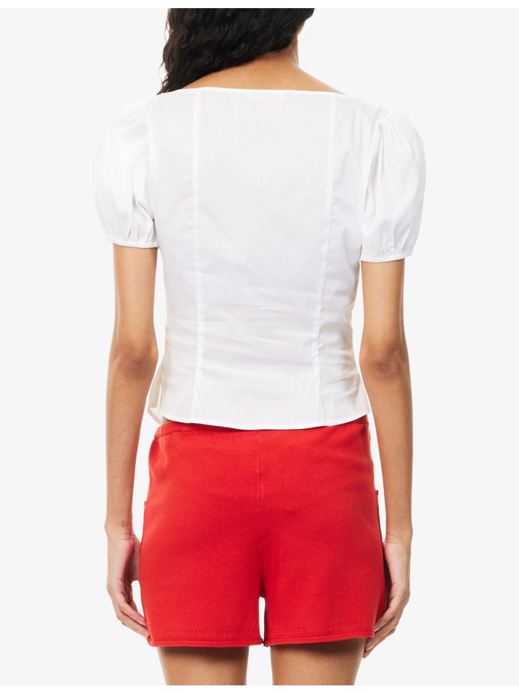Walnut Puff-Sleeve Cotton Top - 4