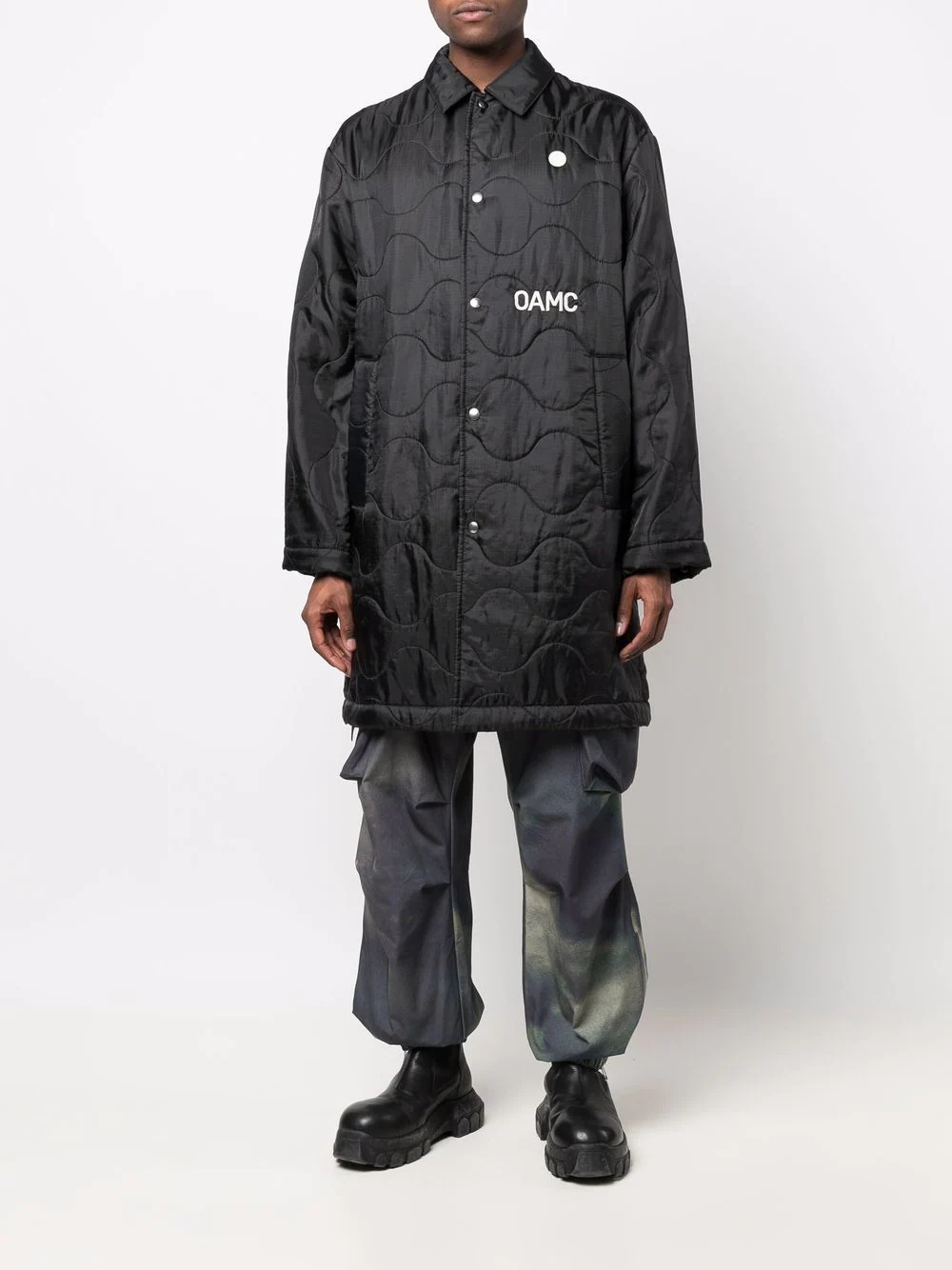 quilted logo-print coat - 3