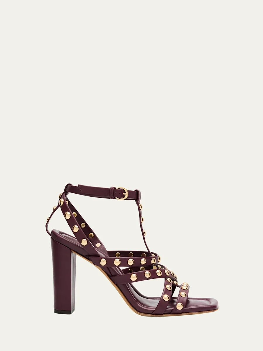 Bijou Studded Caged Block-Heel Sandals - 1