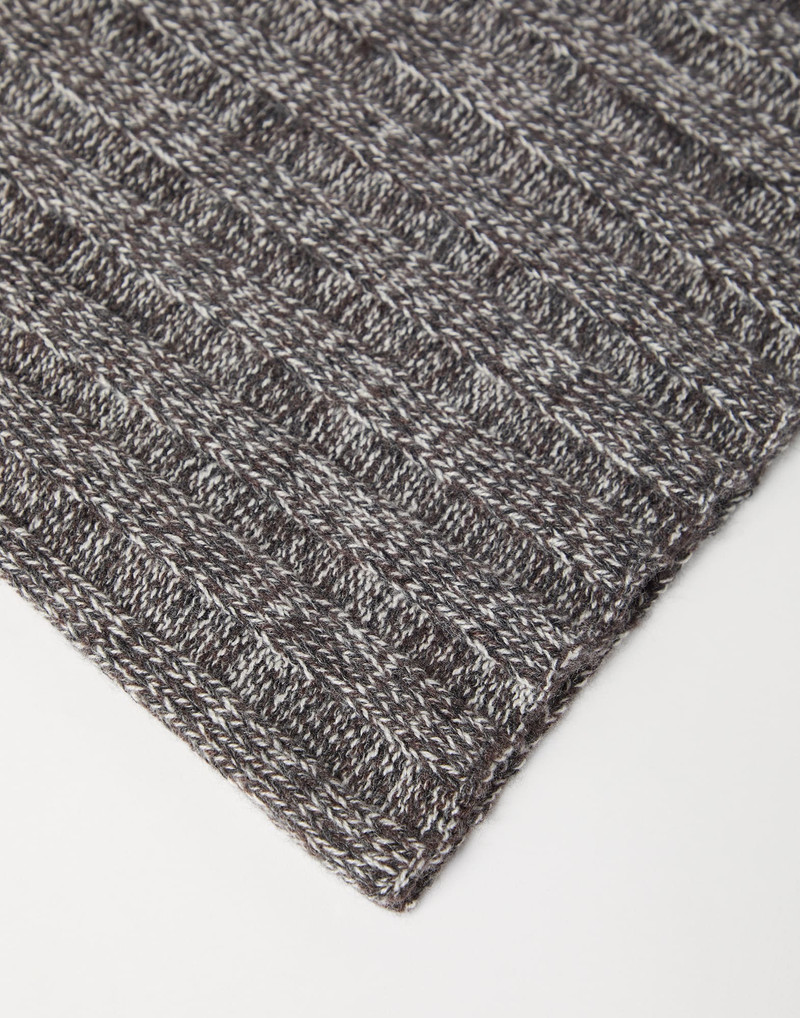 Brunello Cucinelli Cashmere chiné rib knit scarf outlook