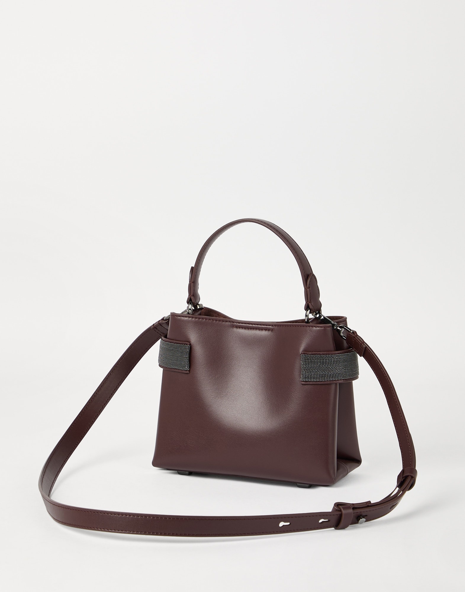 Essence small top-handle bag in calfskin with precious bands - 2