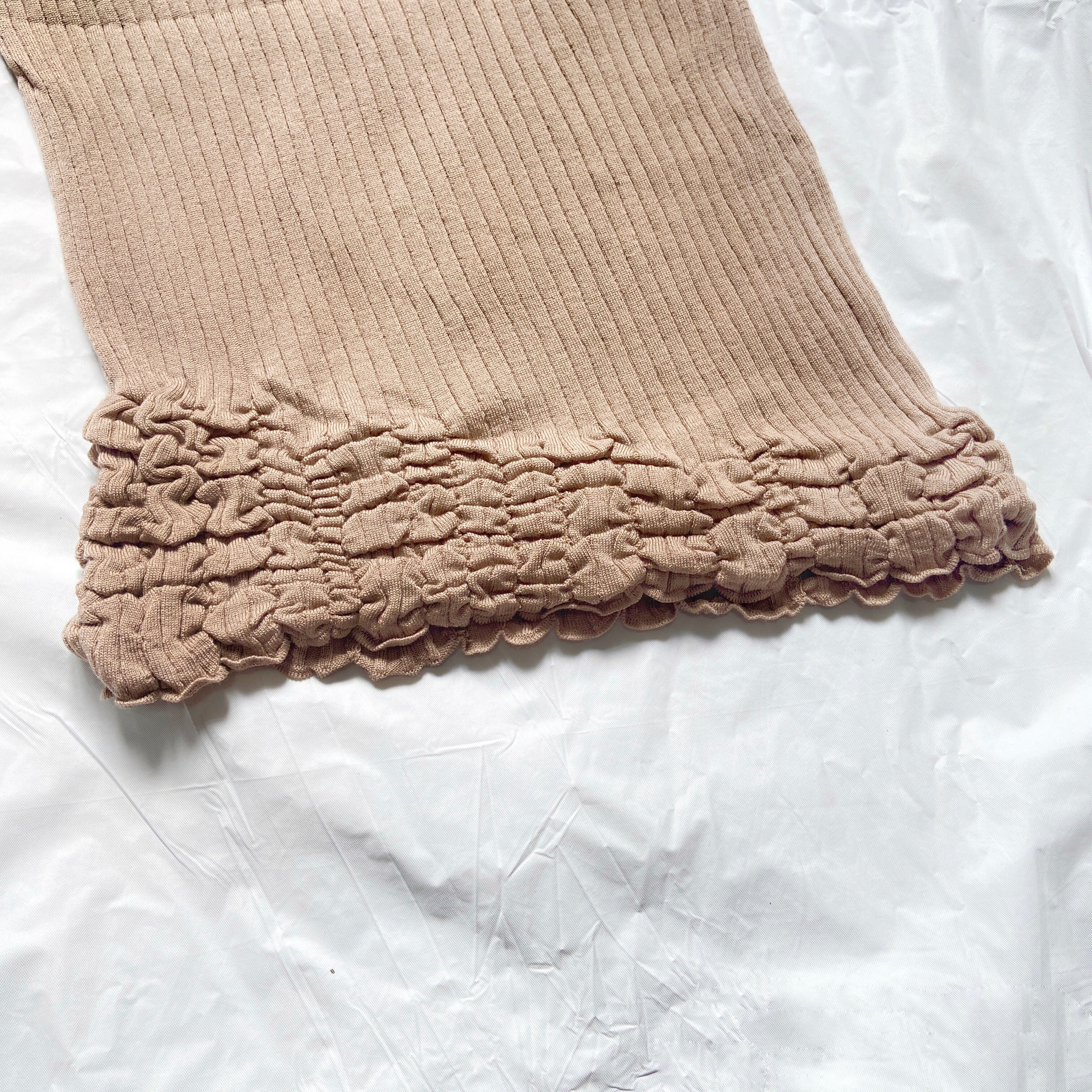 Yves Saint Laurent Rive Gauche Tom Ford beige rib knit stretch top S - 6