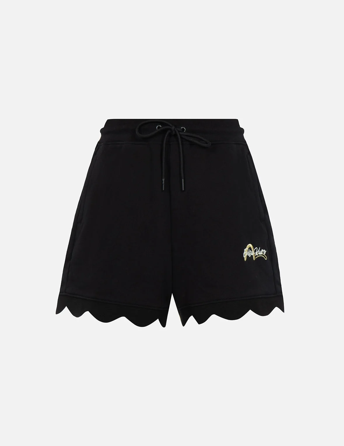 Logo and Seagull Embroidered Scallop Hem Sweatshorts - 1