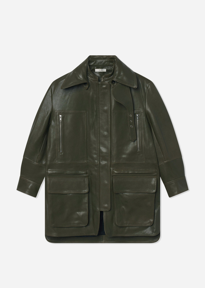 Oversized Field Jacket in Leather 1