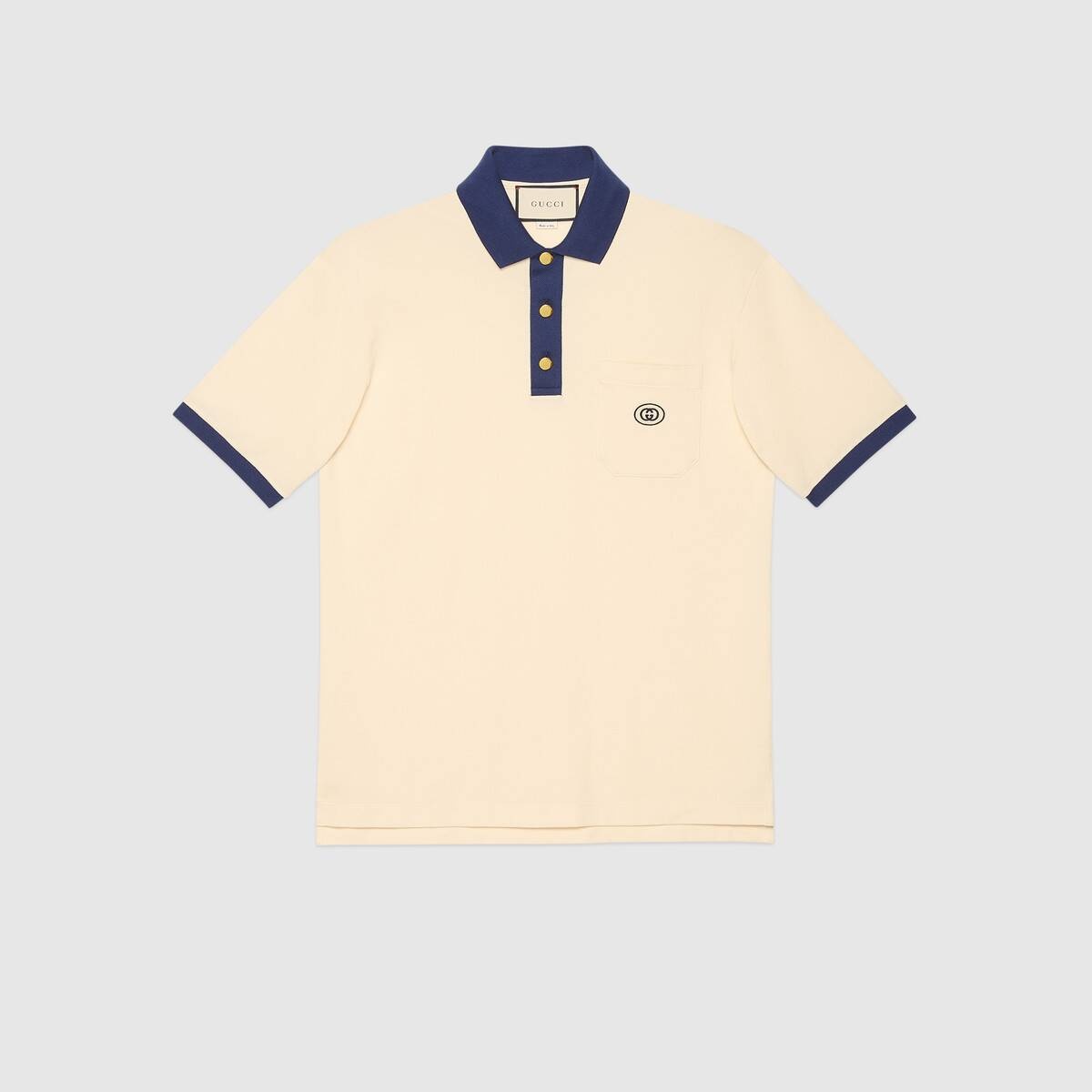 Cotton polo with Interlocking G patch - 1