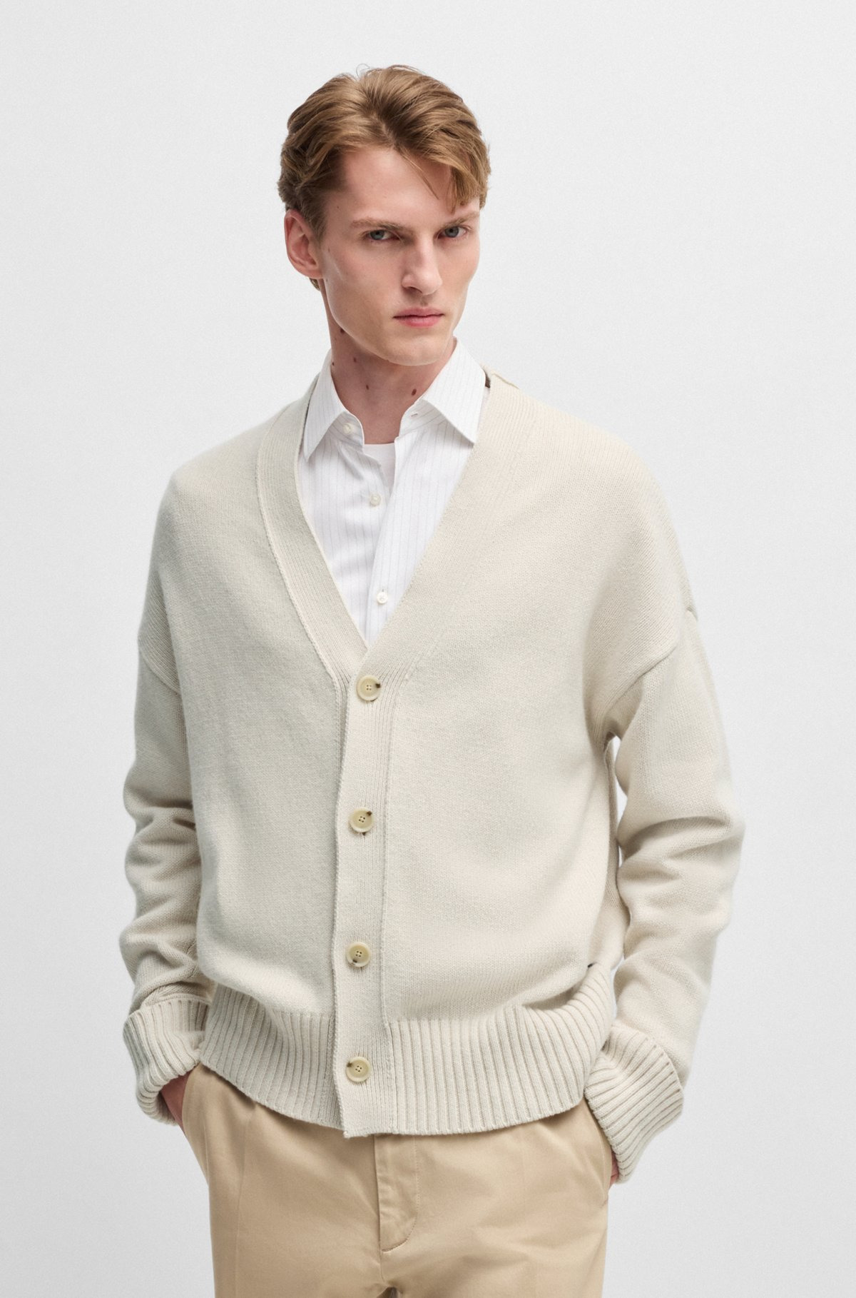 RELAXED-FIT CARDIGAN WITH BUTTON FRONT AND RIBBED CUFFS - 2