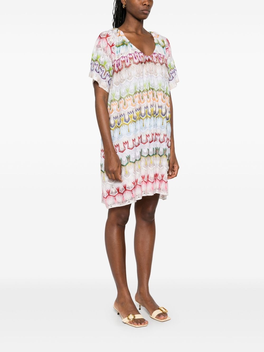 crochet-knit mini dress - 3
