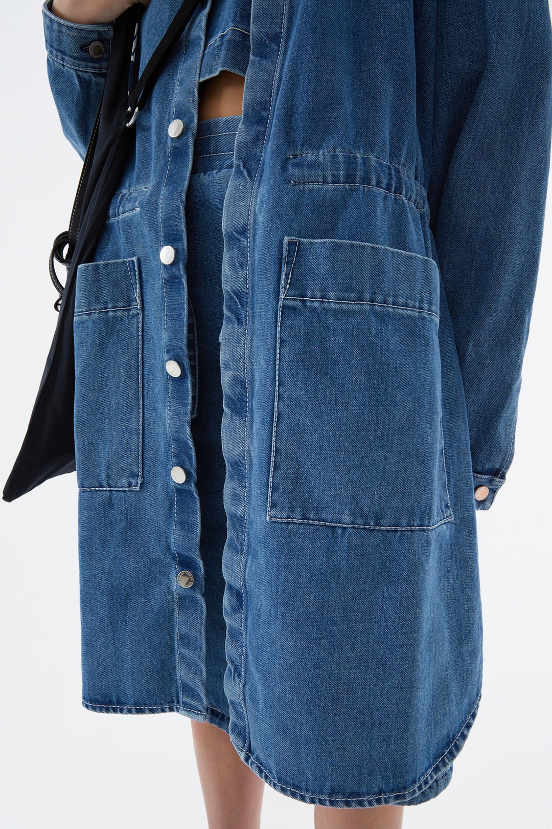 WASHED DENIM LONG OVER SHIRT - 5