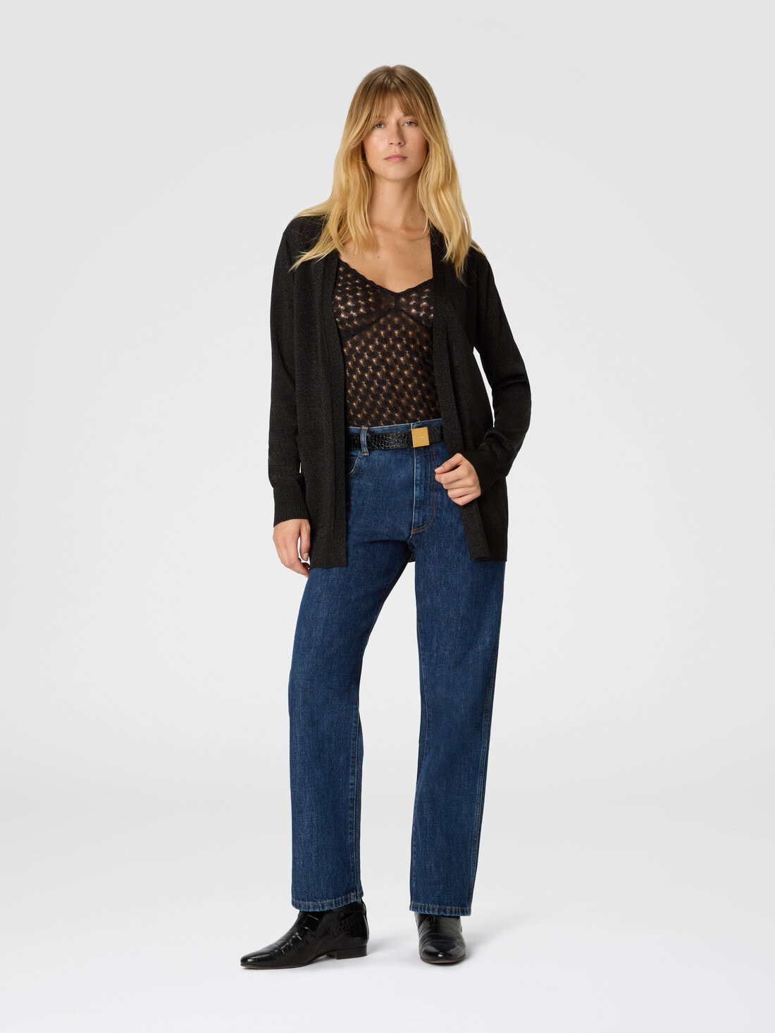 Cardigan with belt in lamé - 2