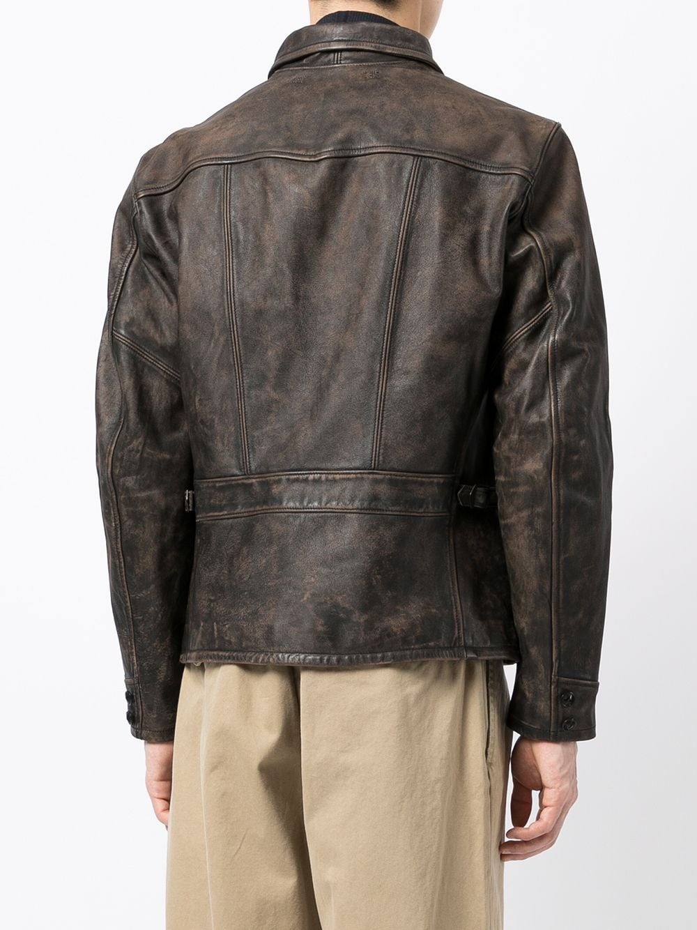zipped leather jacket - 4