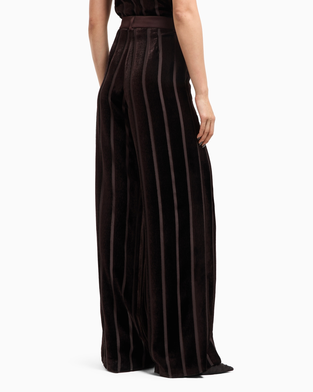 WIDE-LEG STRIPED VELVET TROUSERS - 3
