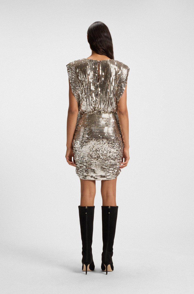 SEQUIN DRESS WITH SHOULDER PADS 4