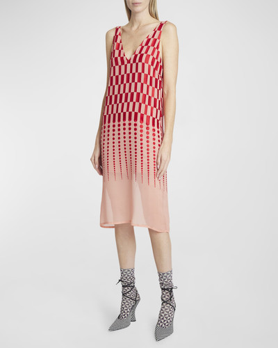 Dries Van Noten Debbie Checker Embroidered Sleeveless Midi Dress outlook