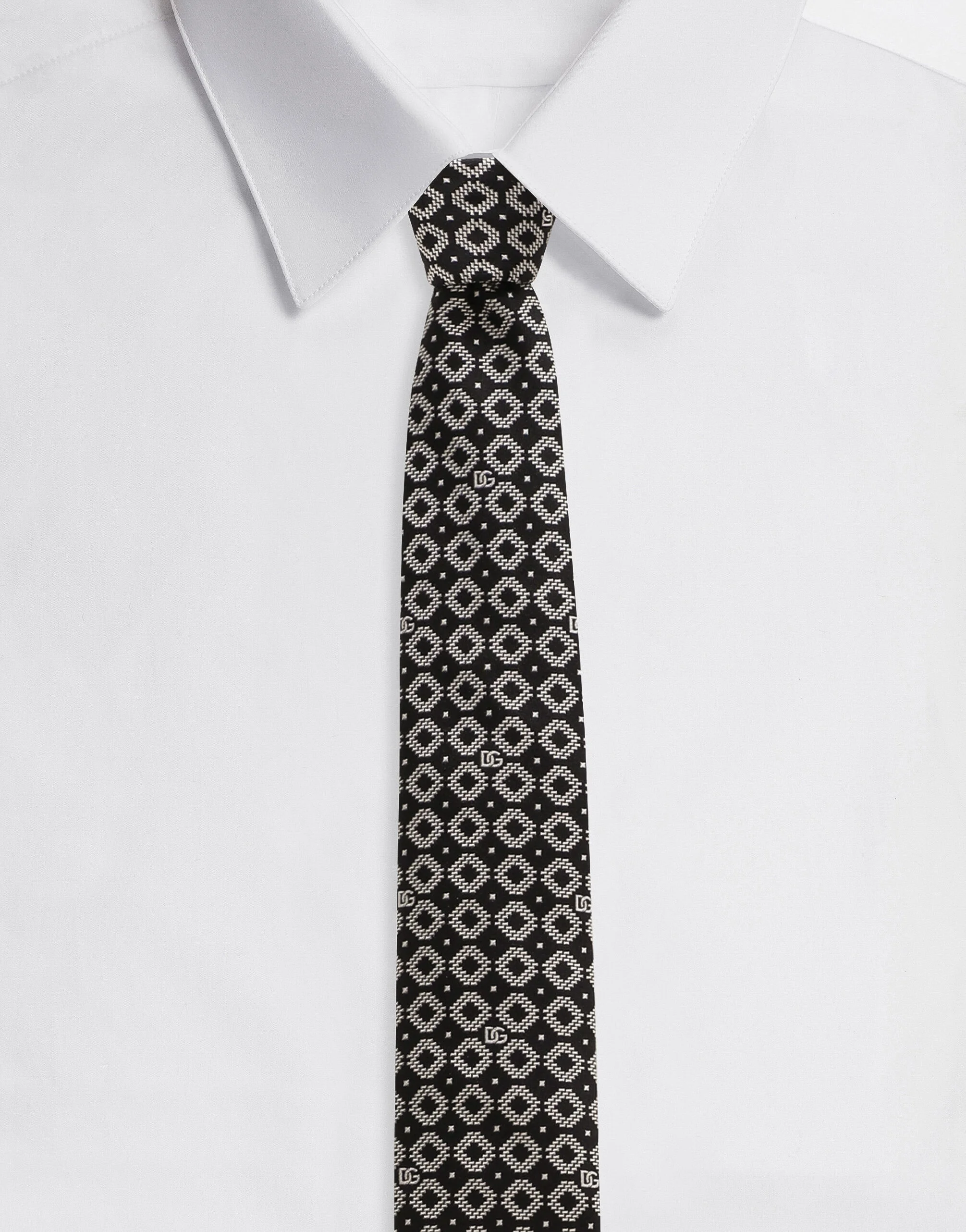Silk jacquard tie with DG logo - 1