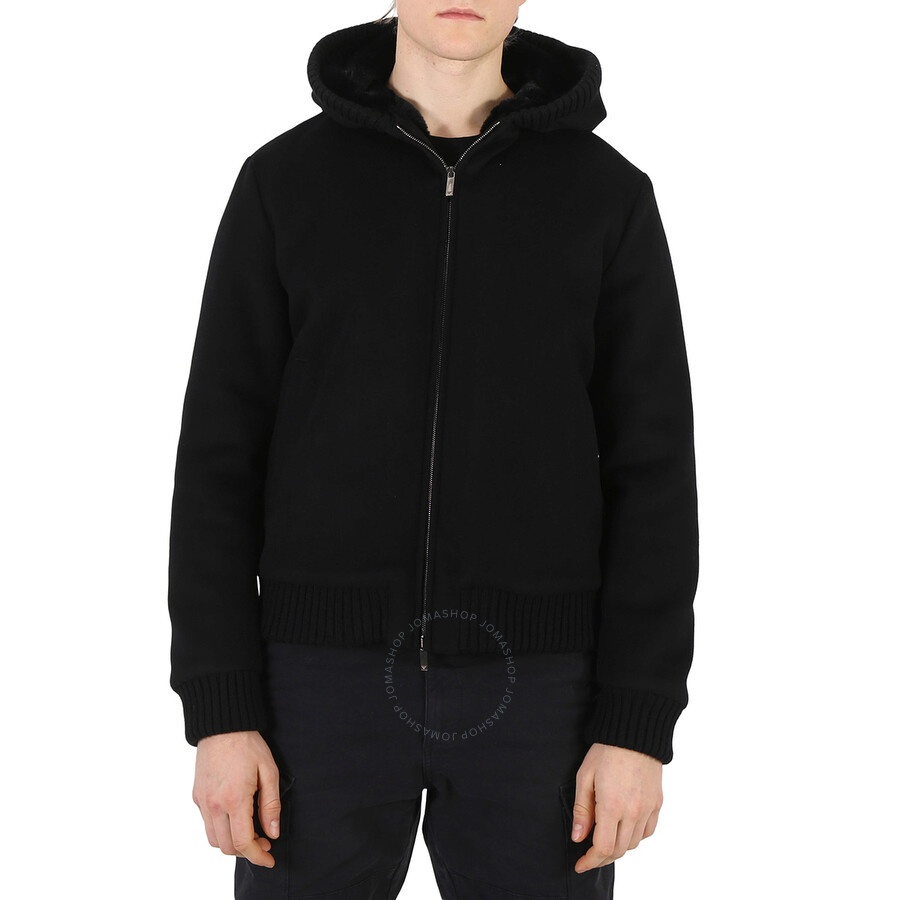 Emporio Armani Men's Blackvirgin Wool Hooded Bomber Jacket - 3