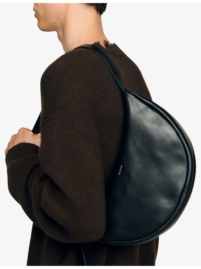 Sandro Logo-Embossed Small Leather Hobo Bag outlook