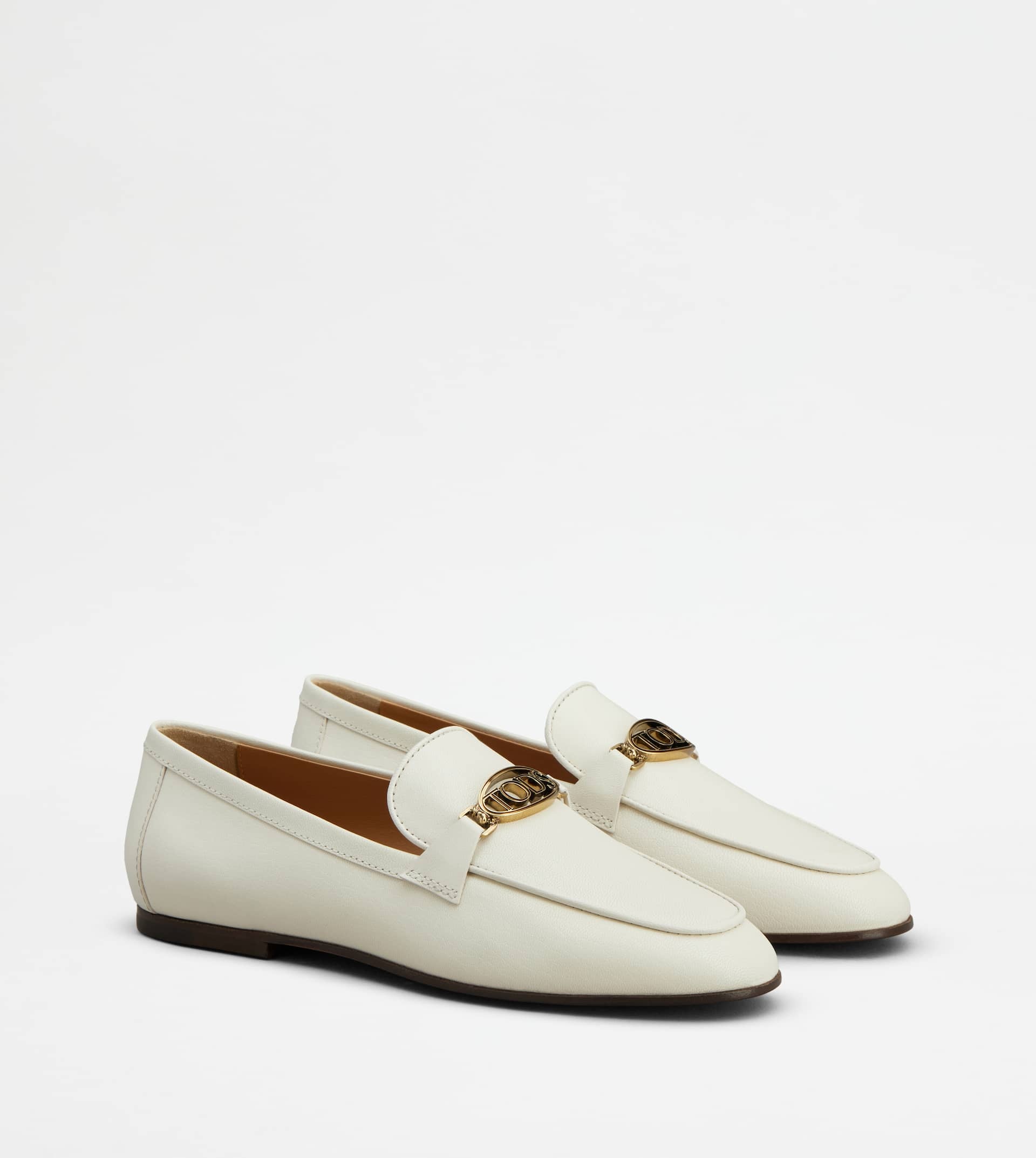 LOAFERS IN LEATHER - OFF WHITE - 3