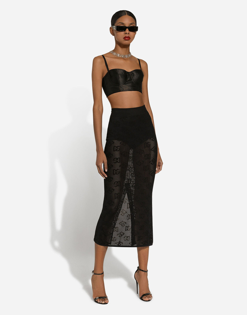 Dolce & Gabbana Mesh-stitch pencil skirt with jacquard DG logo outlook