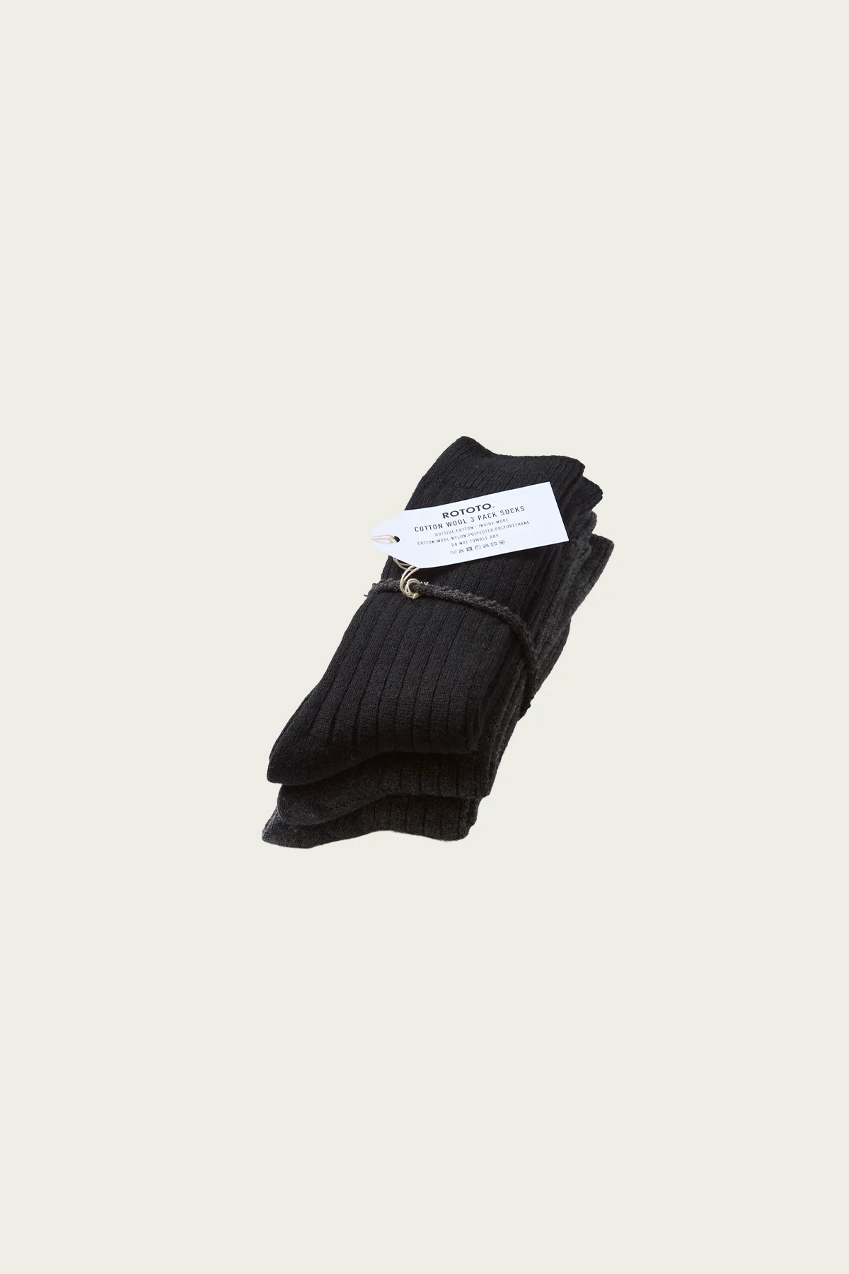 Cotton Wool Ribbed Crew 3 Pack Socks - Black Tones - 1