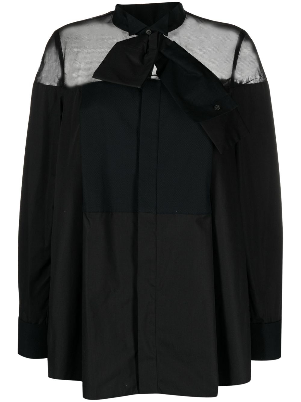 attached-detail sheer-panels shirt - 1