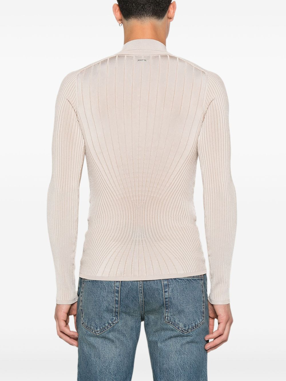 ribbed zip-front polo top - 4