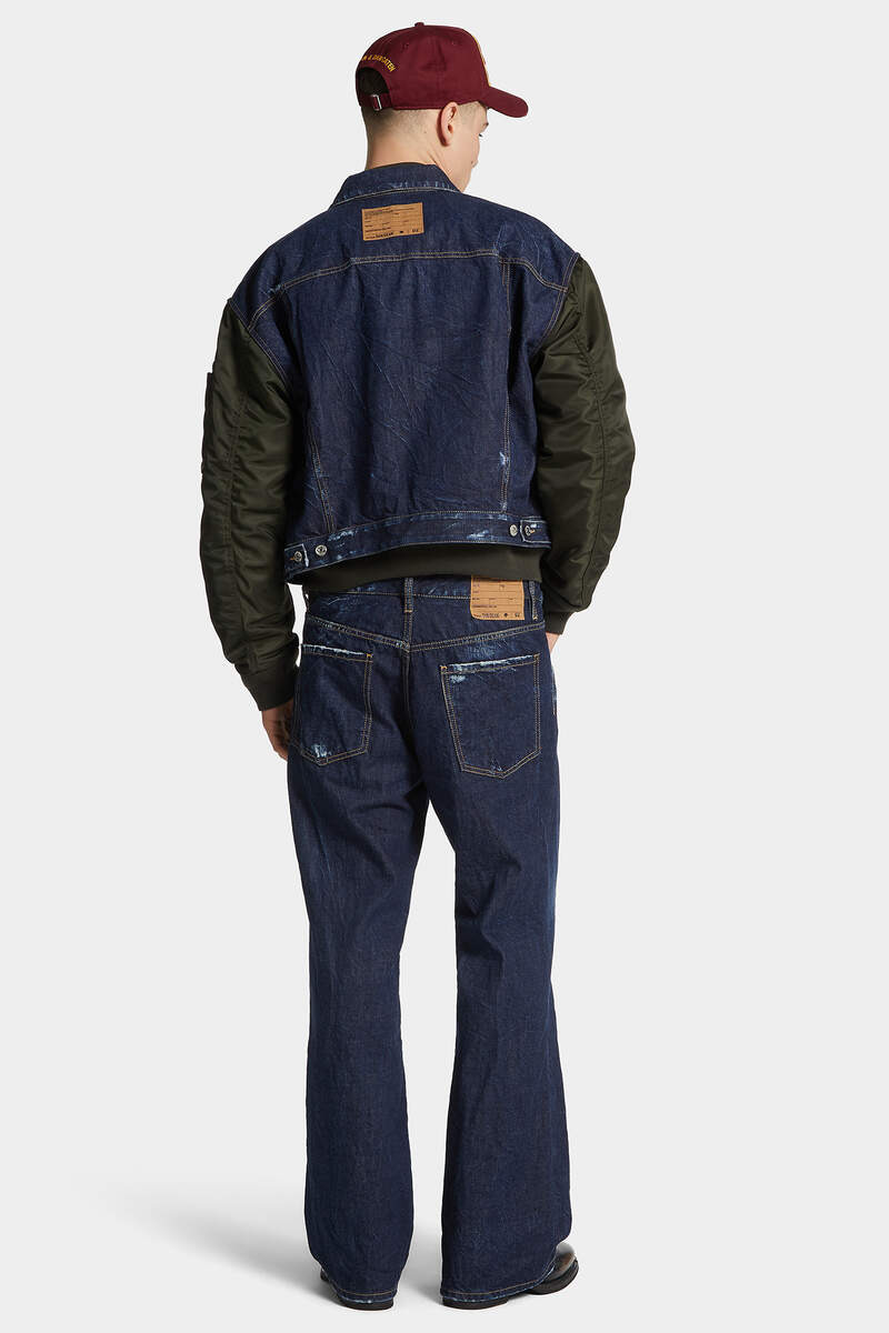 DARK INDIGO AVIATOR WASH LOOSE JEANS - 4