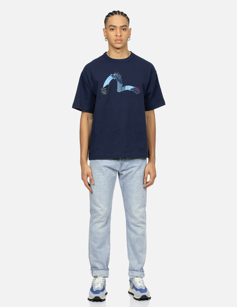 PATCHWORK EFFECT AND SASHIKO CARROT FIT DENIM JEANS #2017 6