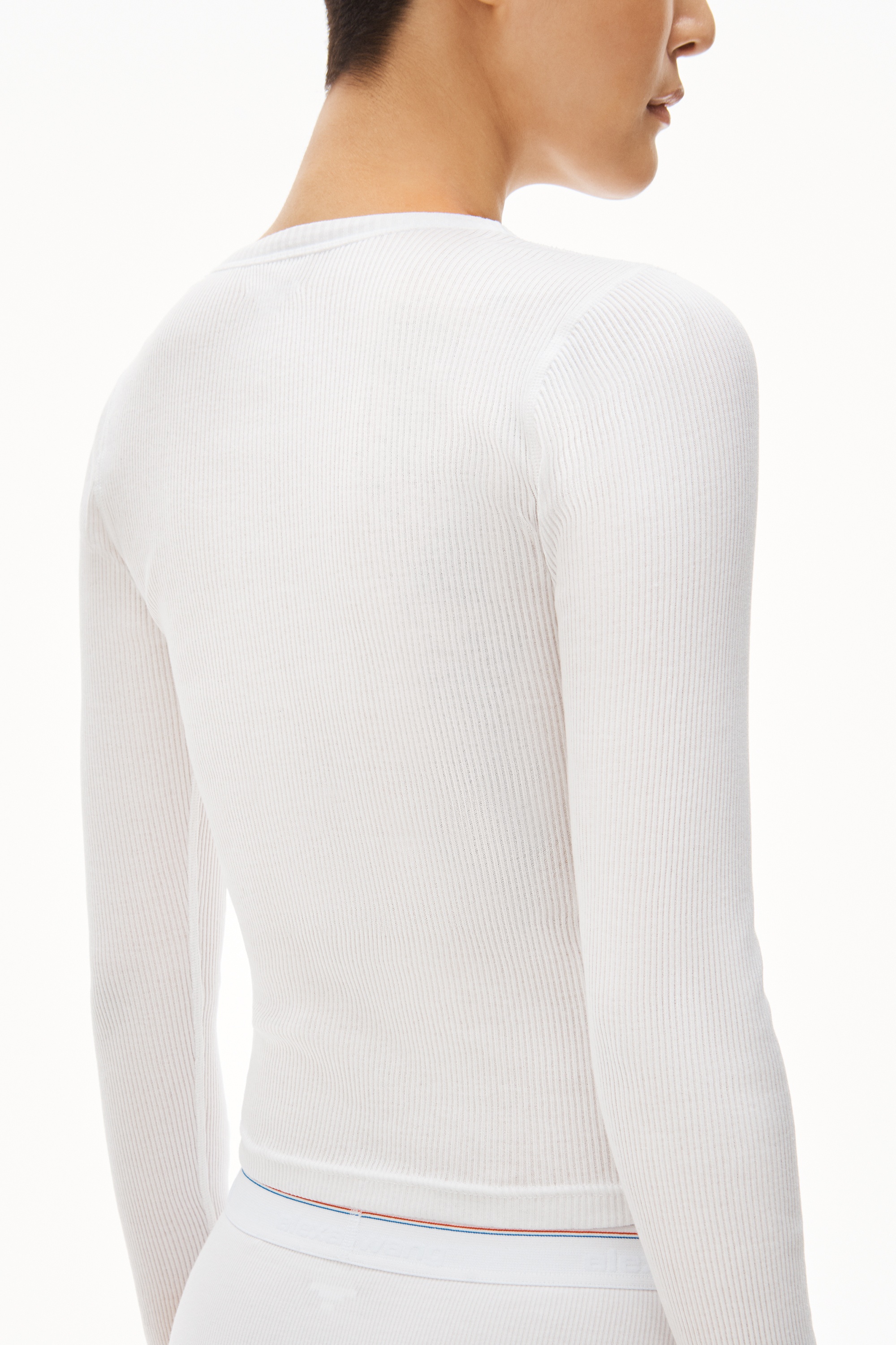 Long-Sleeve Tee in Ribbed Cotton Jersey - 4