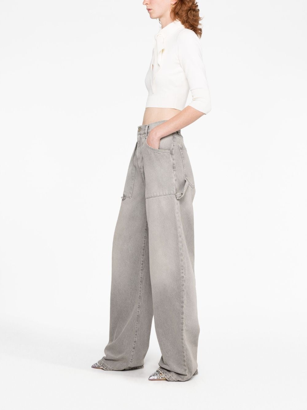 pussybow cut-out top - 6