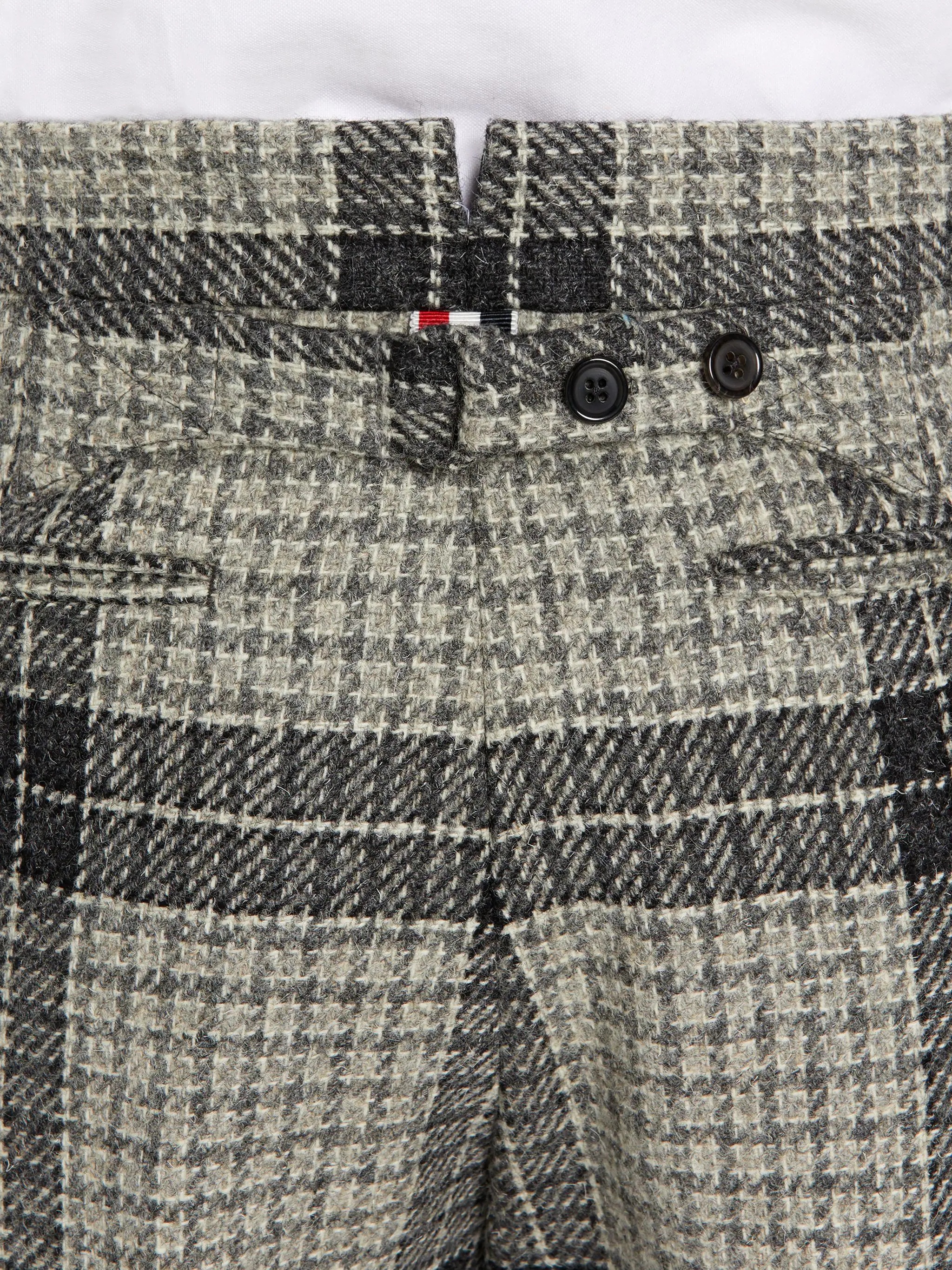 Medium Grey Grid Windowpane Check British Wool Classic Backstrap Trouser - 6