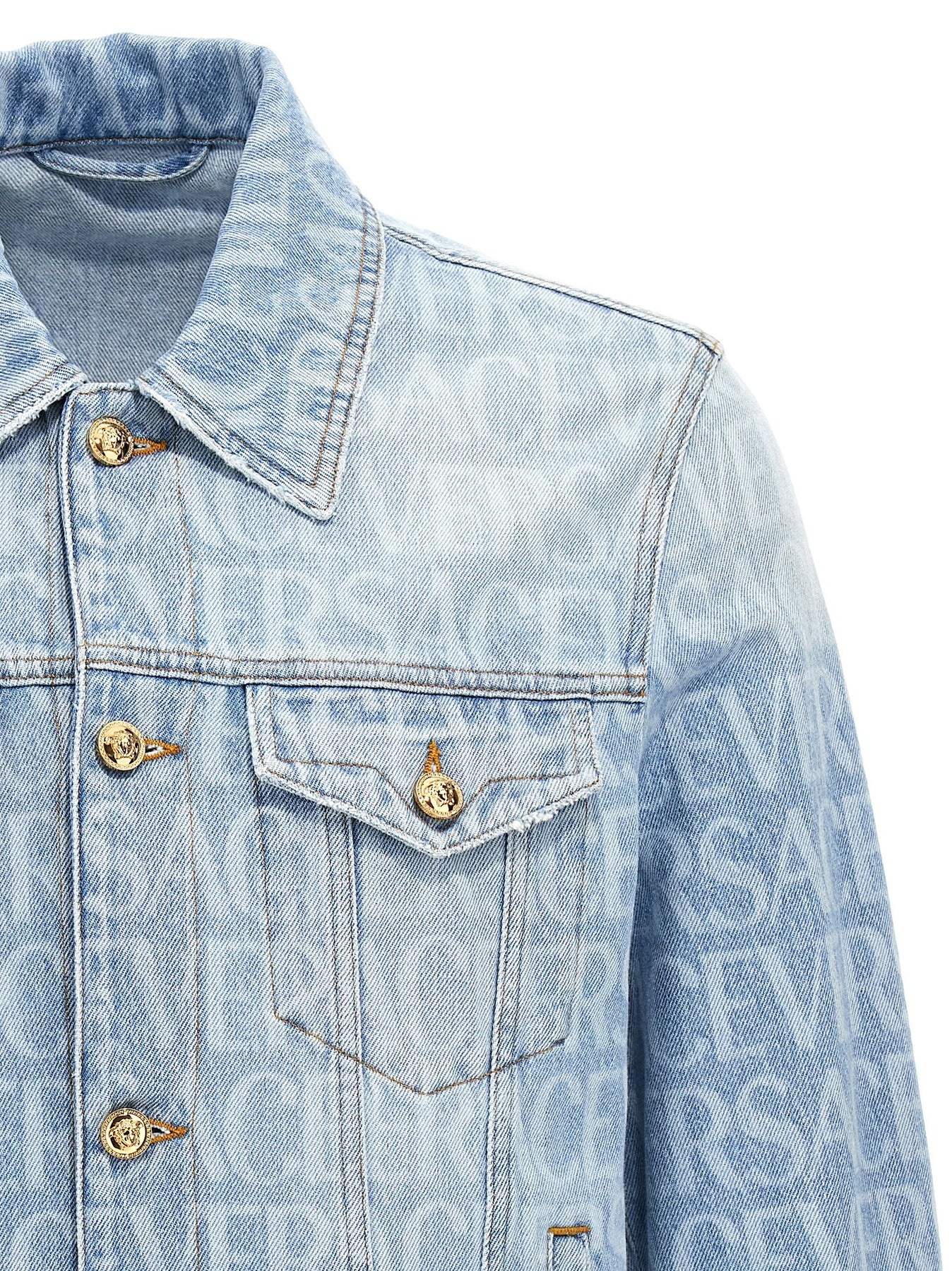 VERSACE Versace Allover Coats, Trench Coats Blue | wananluxury 