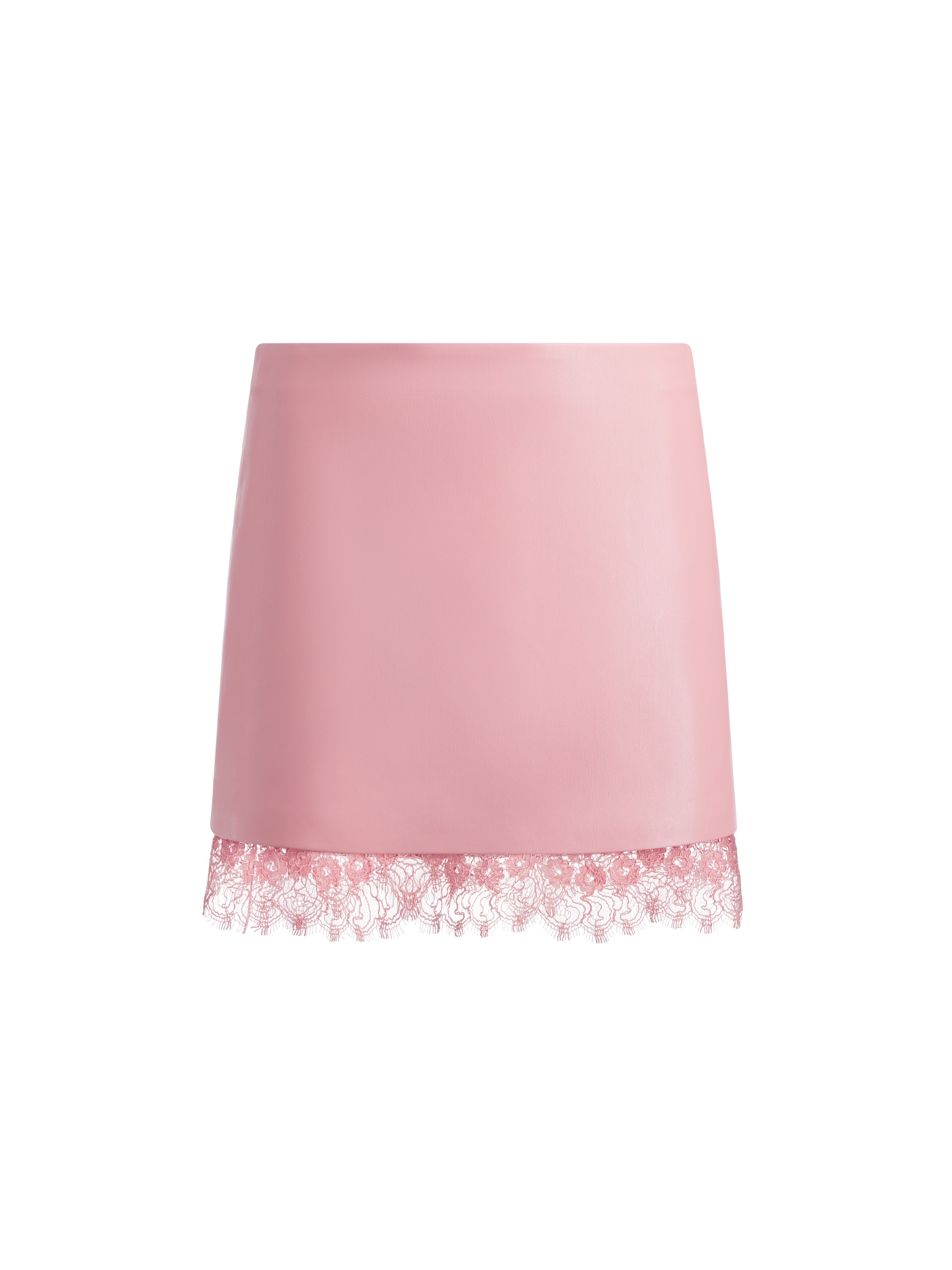 RUBI VEGAN LEATHER LACE TRIM MINI SKIRT - 1