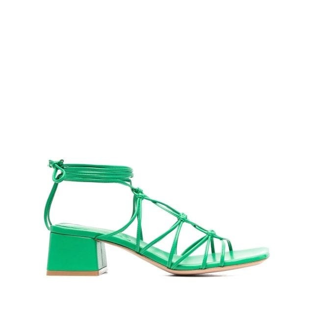 Green wide heel sandals - 1