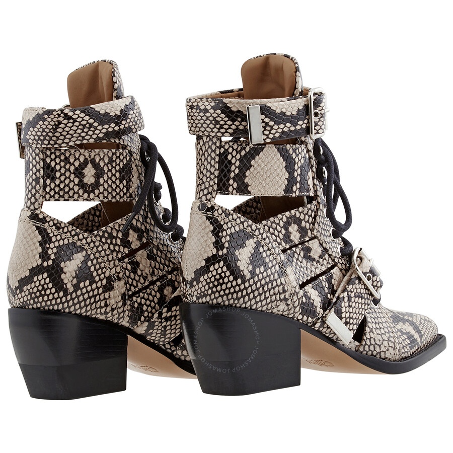 Chloe Ladies Python Boots In Grey - 3