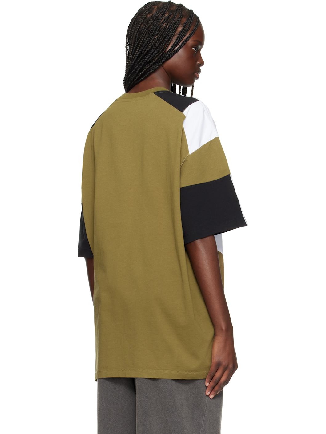 Green & White Oversized Panelled T-shirt - 3