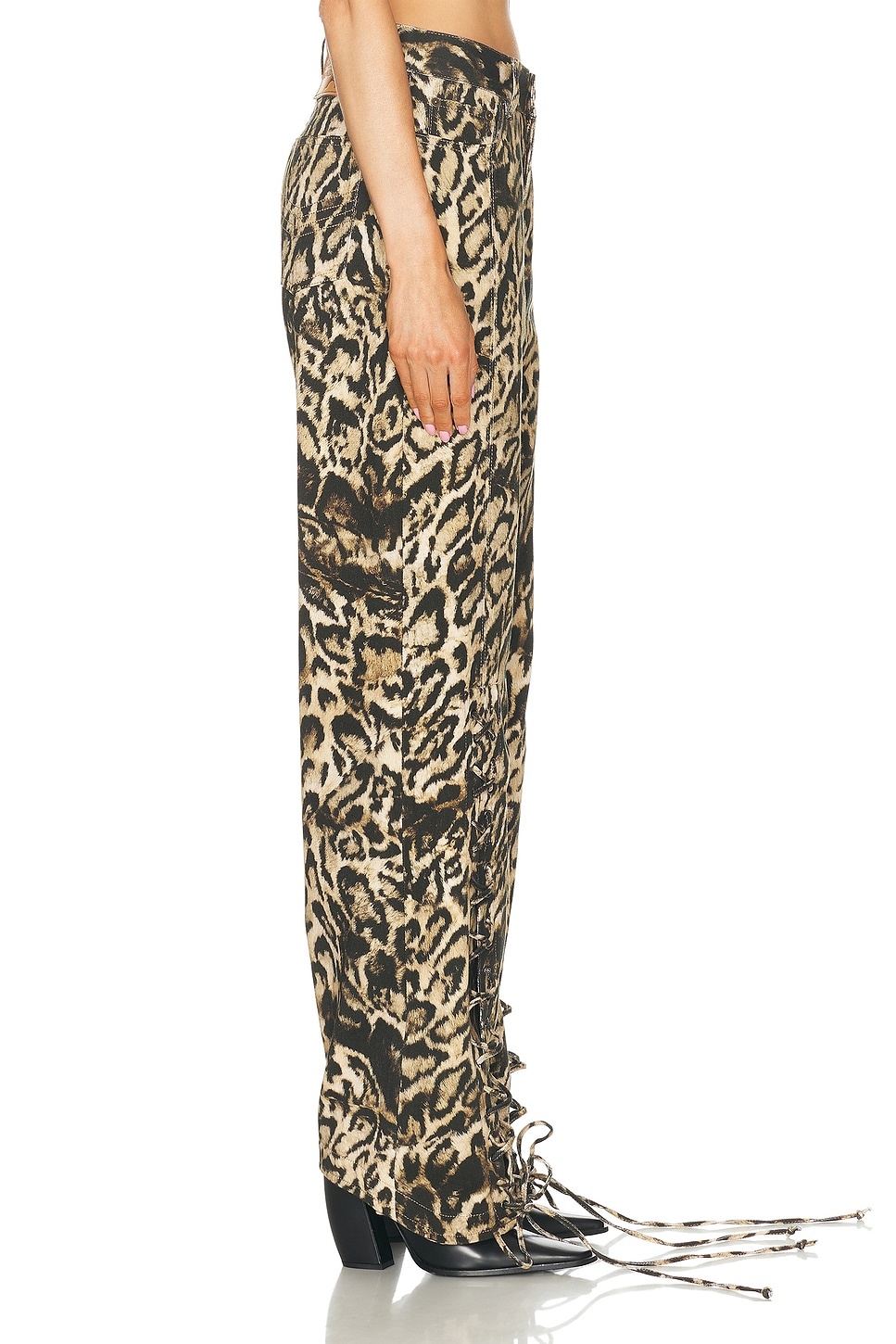 Denim Pant With Lacing Detail - 3