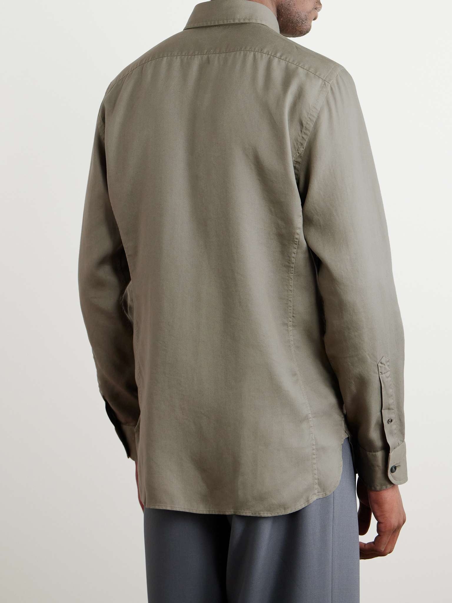 Button-Down Collar Lyocell-Poplin Shirt - 4