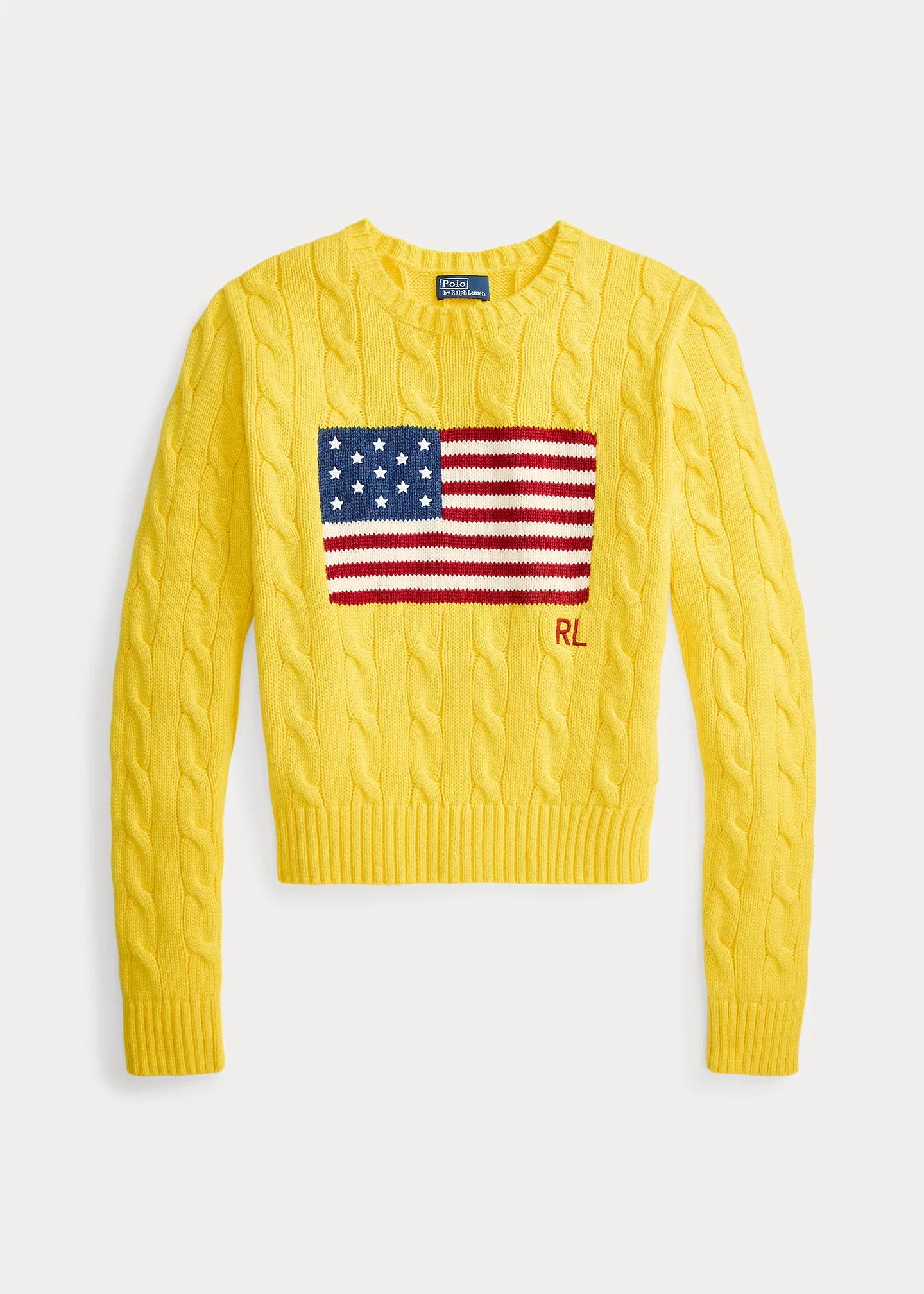 Flag Cable-Knit Cotton Cropped Sweater - 1