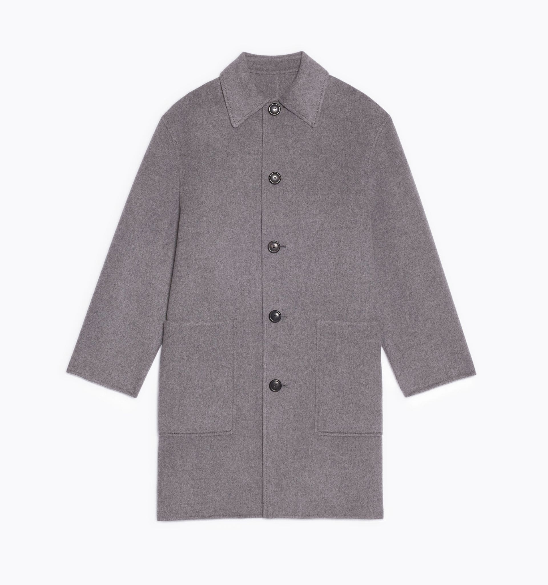 Double Face Coat With Patch Pockets - 2