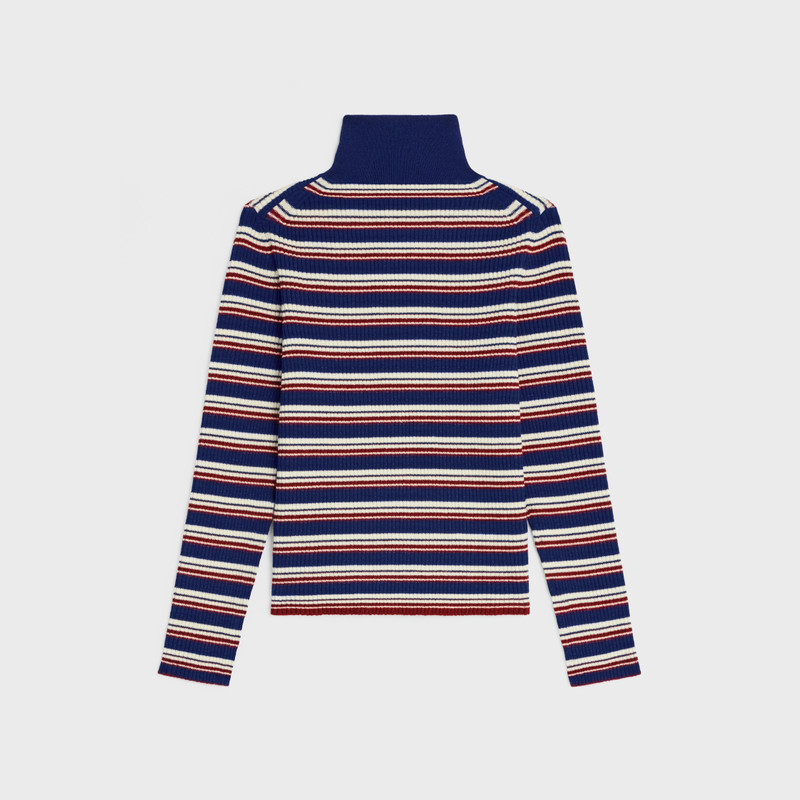 CELINE turtleneck sweater IN striped ribbed wool outlook