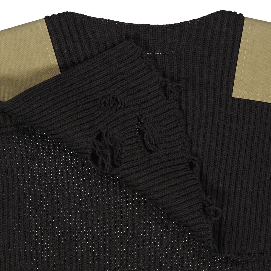 Mm6 Ladies Black Distressed Panelled Ribbed Vest, Size One Size - 7