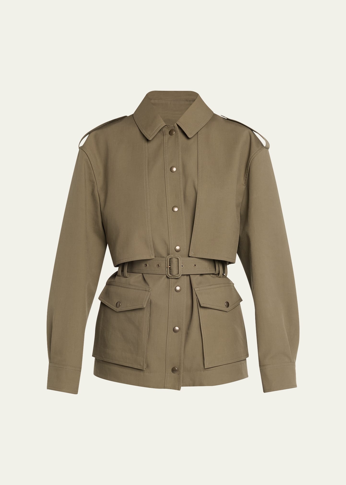 Ls Btn Dwn Belted Jacket - 1