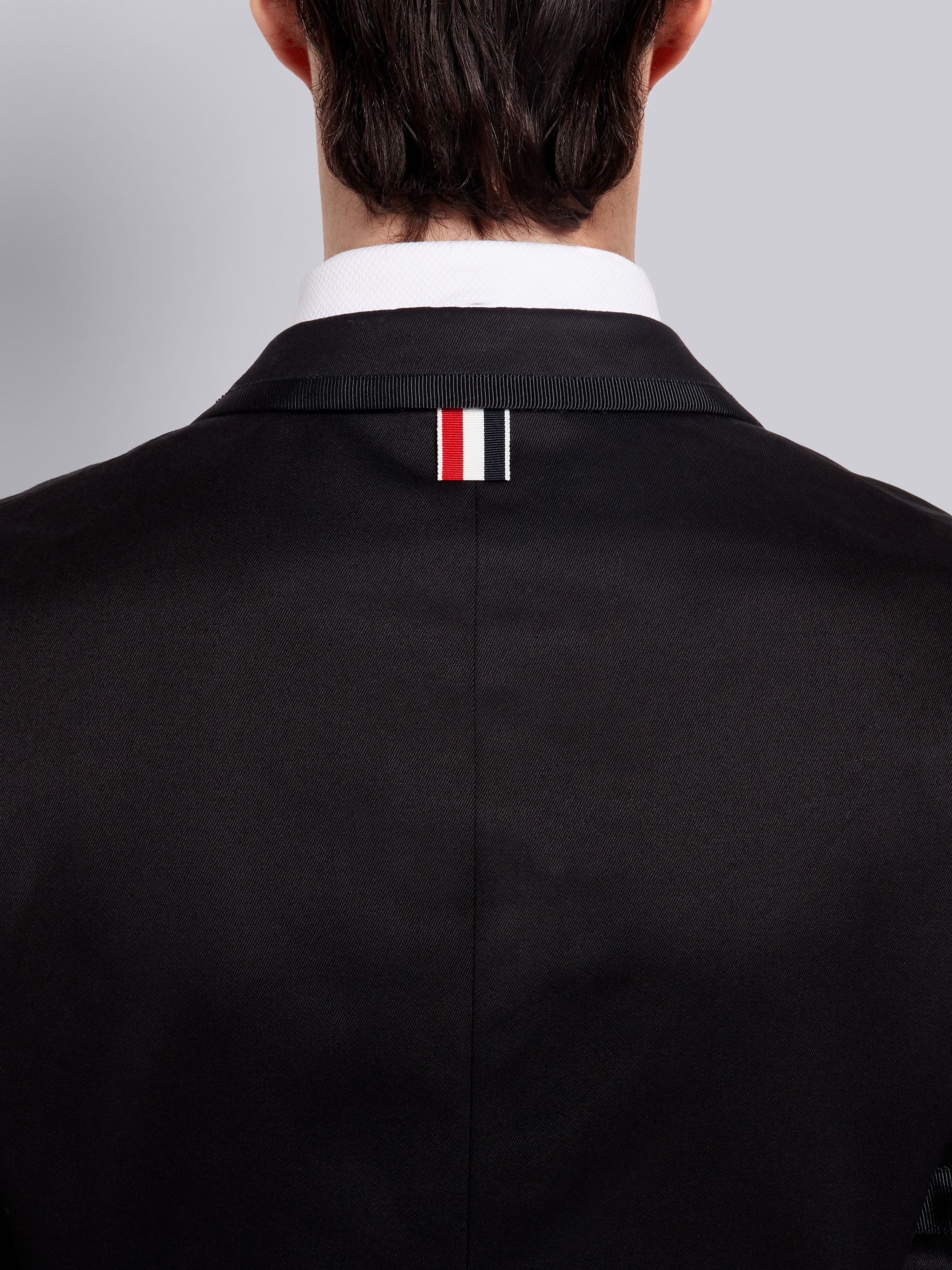 Black Cotton Twill Unconstructed Grosgrain Armband Tipped Classic Sport Coat - 5