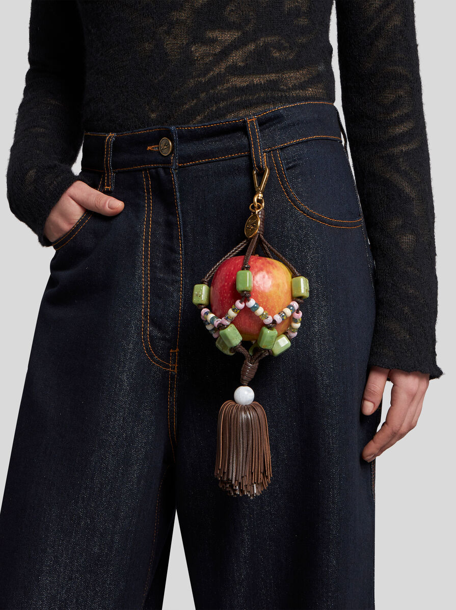 APPLE CHARM WITH SMALL TASSEL AND BEADING - 3