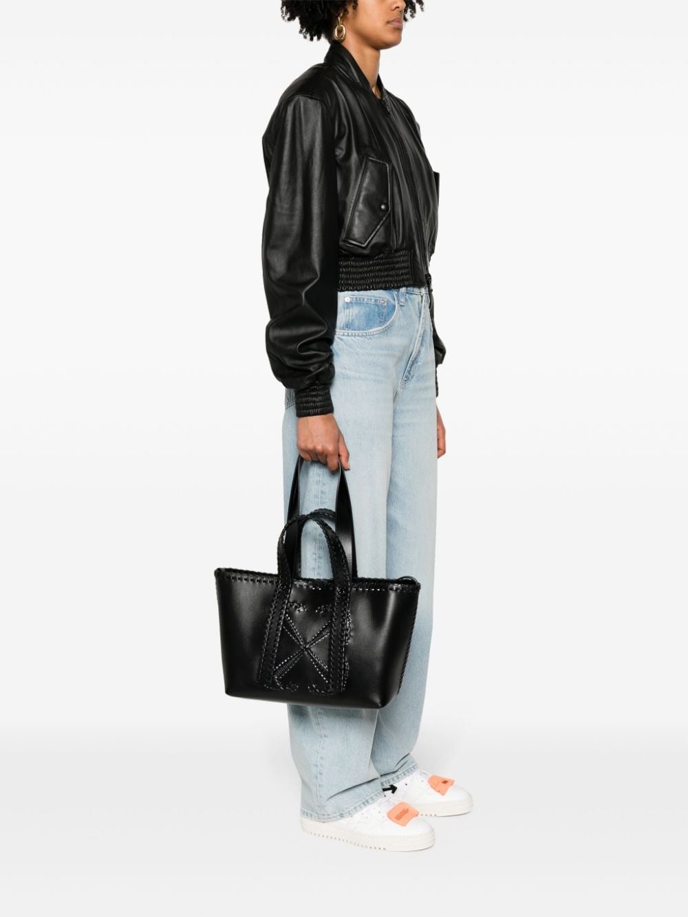Arrows-stitch leather tote bag - 2