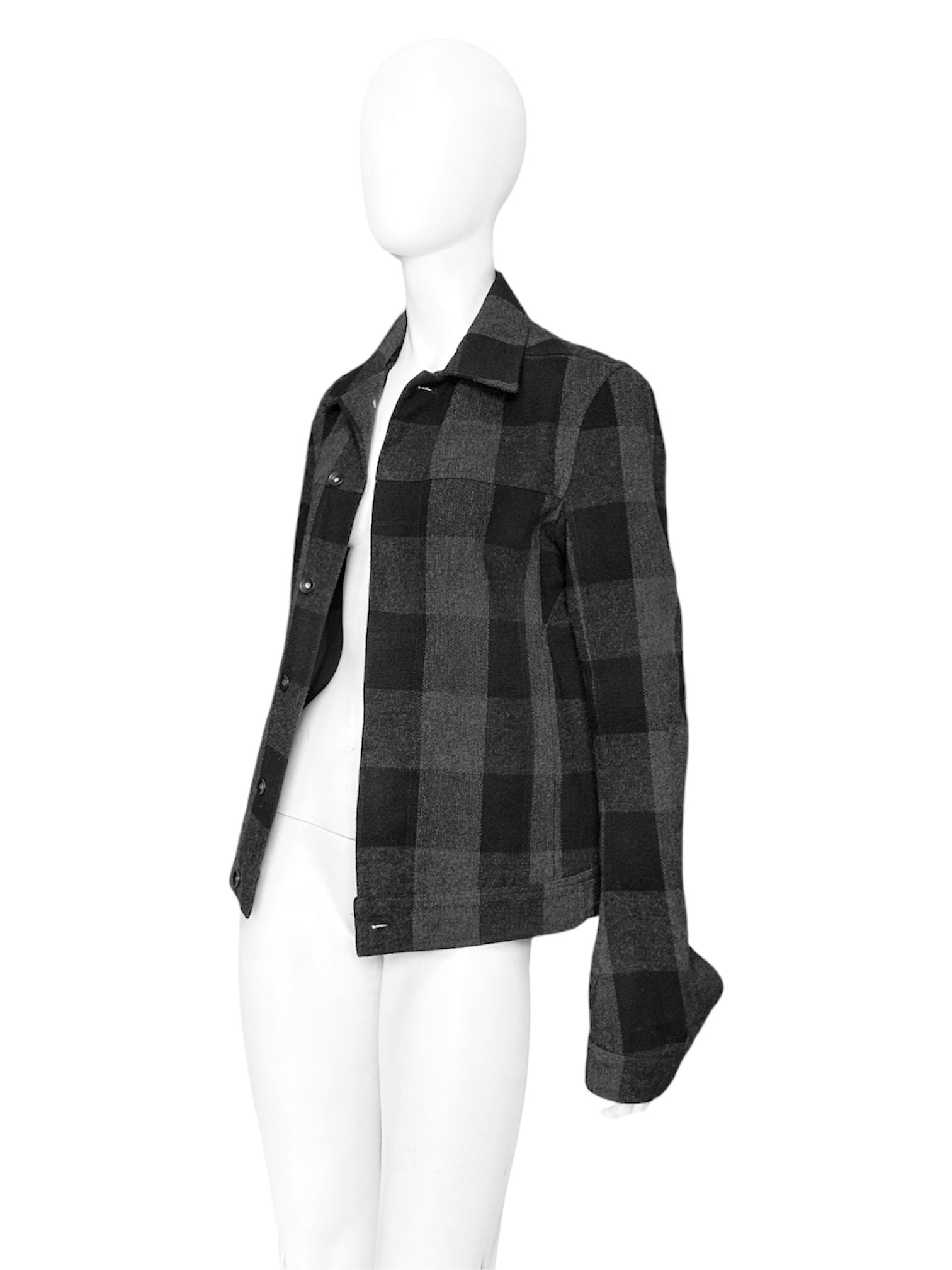 Rick Owens Fall 2016 Mainline Mastodon Checkered Plaid Wool Sample Colourway Workers Jacket 46 - 3