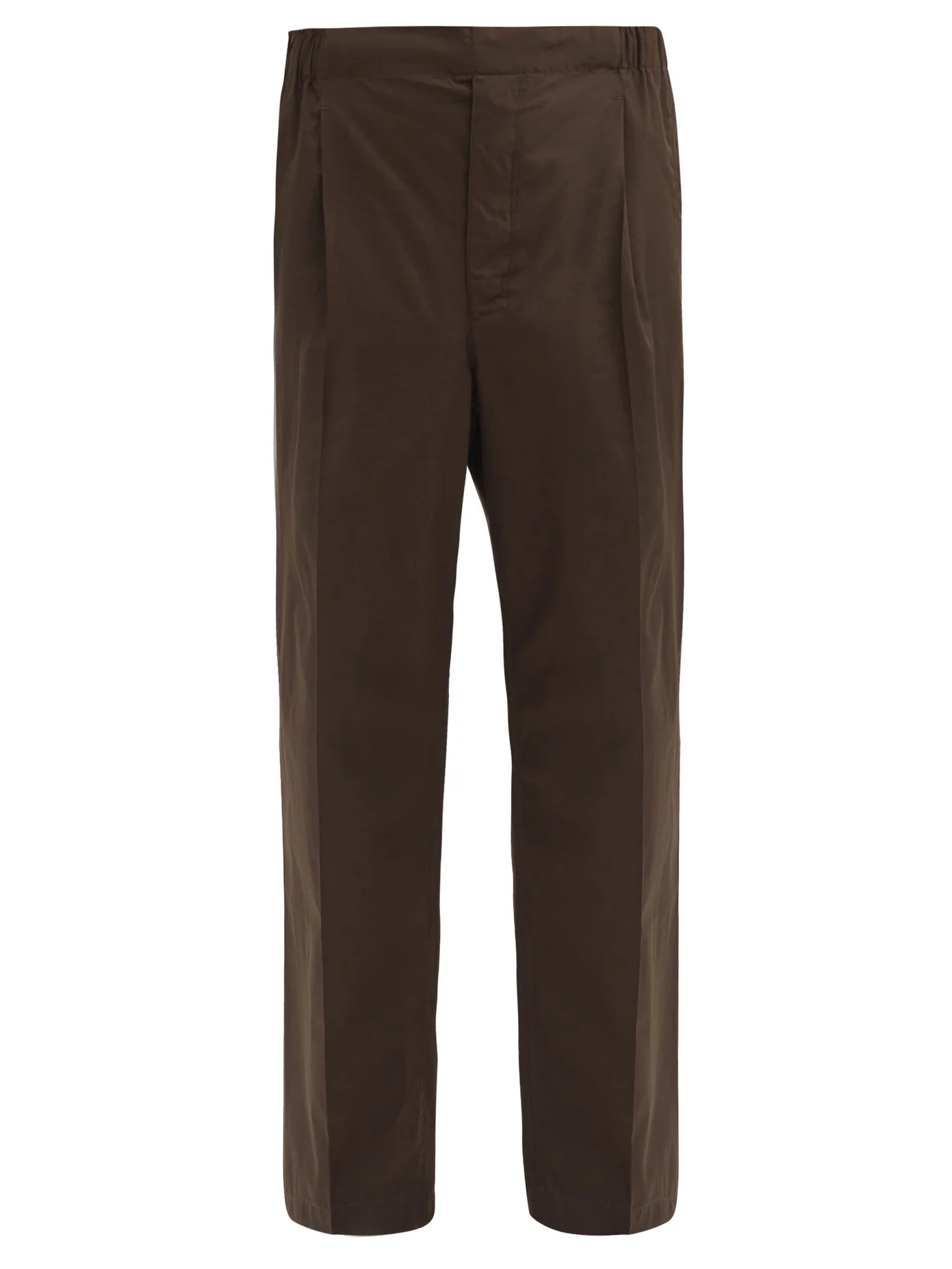 Elasticated-waist cotton-twill trousers - 1